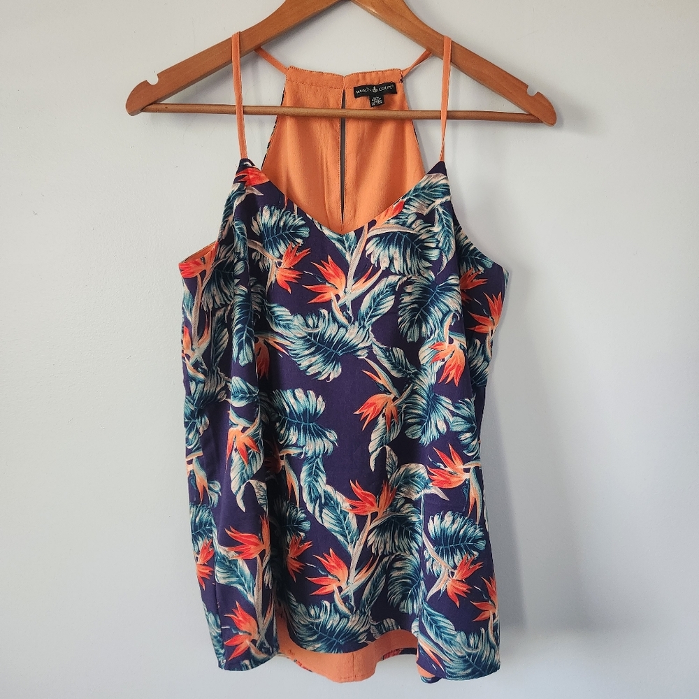 Orange and Blue Floral Summer Camisole Tank Top
